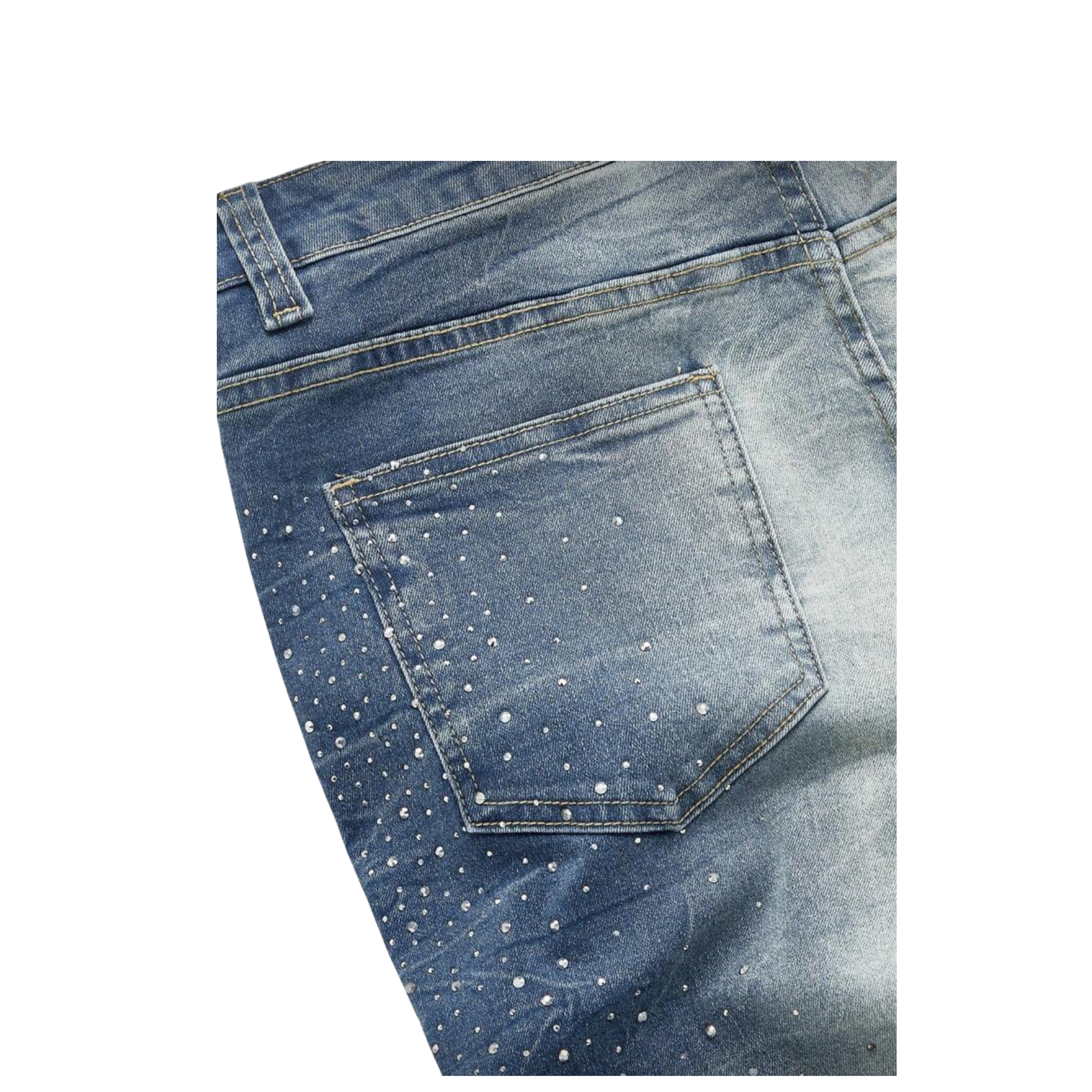 Rhinestone Stacked Denim Jeans