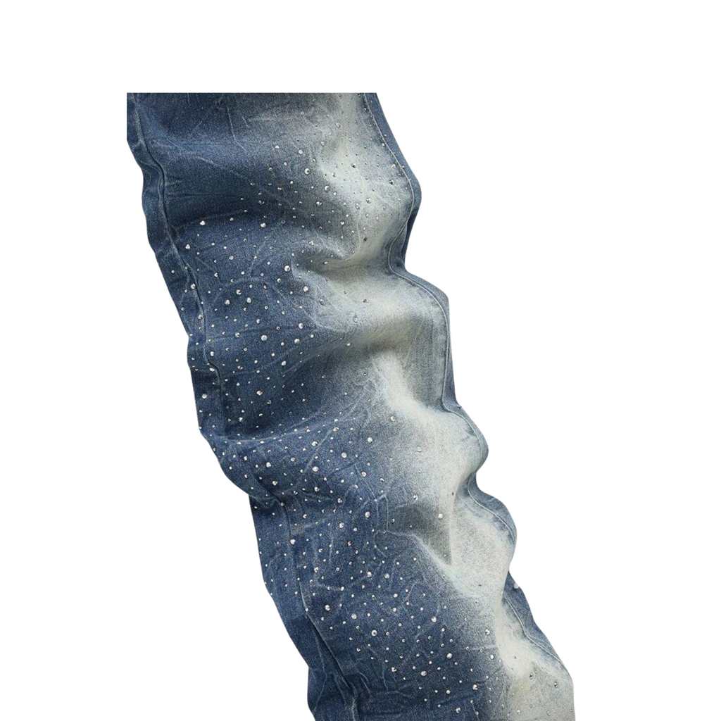 Rhinestone Stacked Denim Jeans