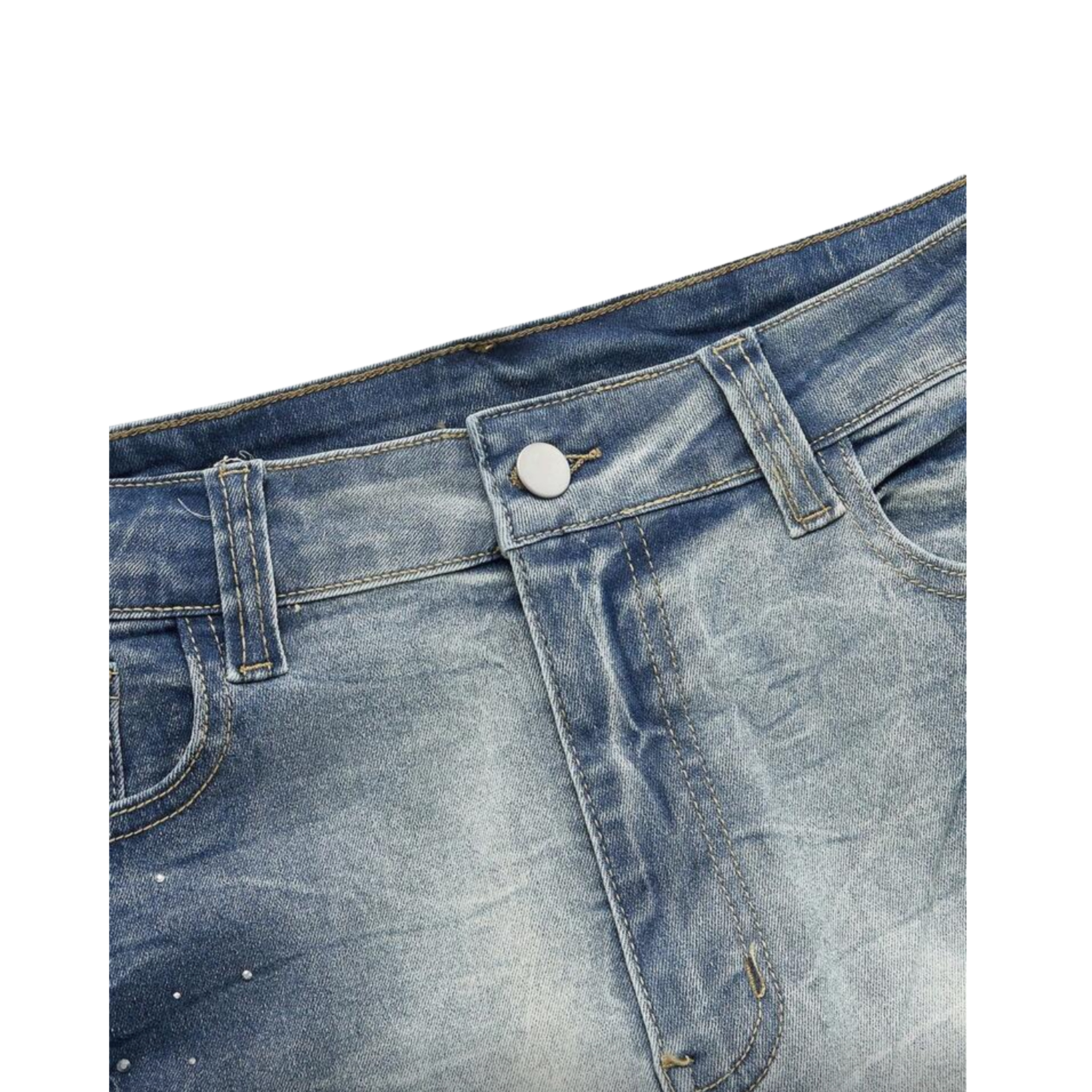 Rhinestone Stacked Denim Jeans